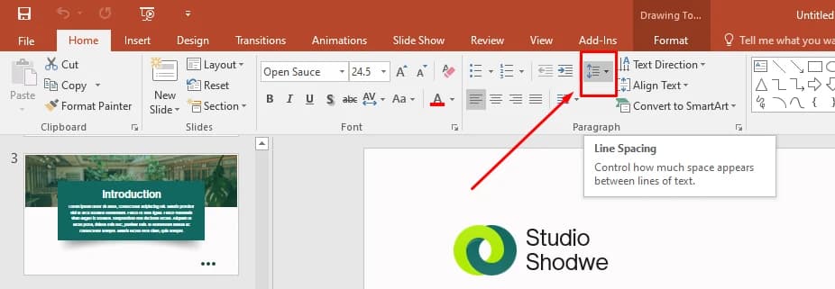  Line Spacing button in the Paragraph 