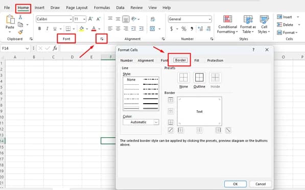 Add Diagonal Lines to Cells