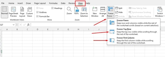 Freeze Panes to Keep Headers in View