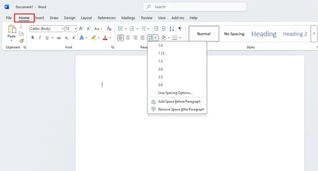 Check Line and Paragraph Spacing