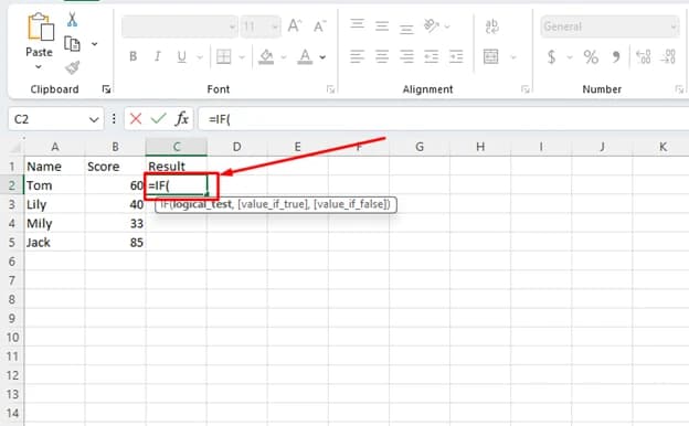 Start Typing the Formula