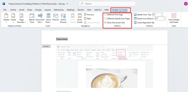 Check Header/Footer Settings 2 