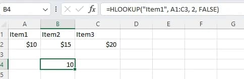 HLOOKUP: Search Across Rows